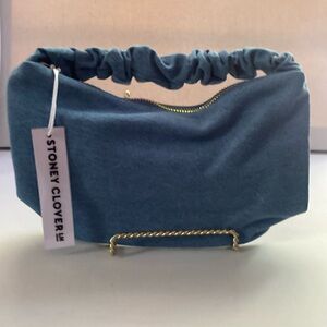 Stoney Clover Lane Scrunch Handle Shoulder Bag Denim Blue w Gold zipper NWT
